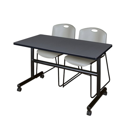 Kobe Tables > Nesting Tables > Kobe Flip Top Table & Chair Sets, 48 W, 24 L, 29 H, Grey MKFT4824GY44GY